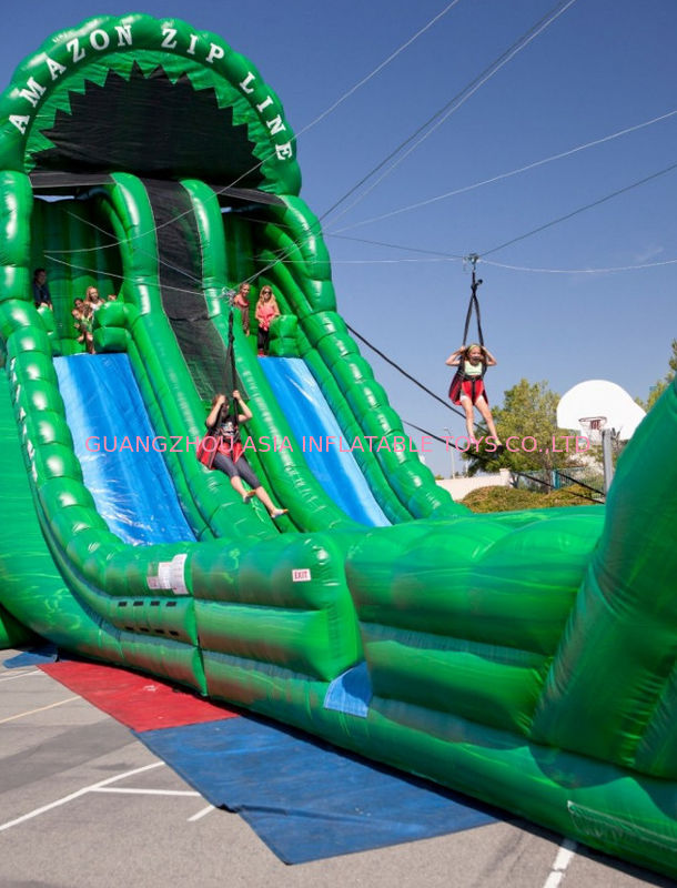 Outdoor Inflatable Backyard Zip Line For Kids Party Amusement Games
